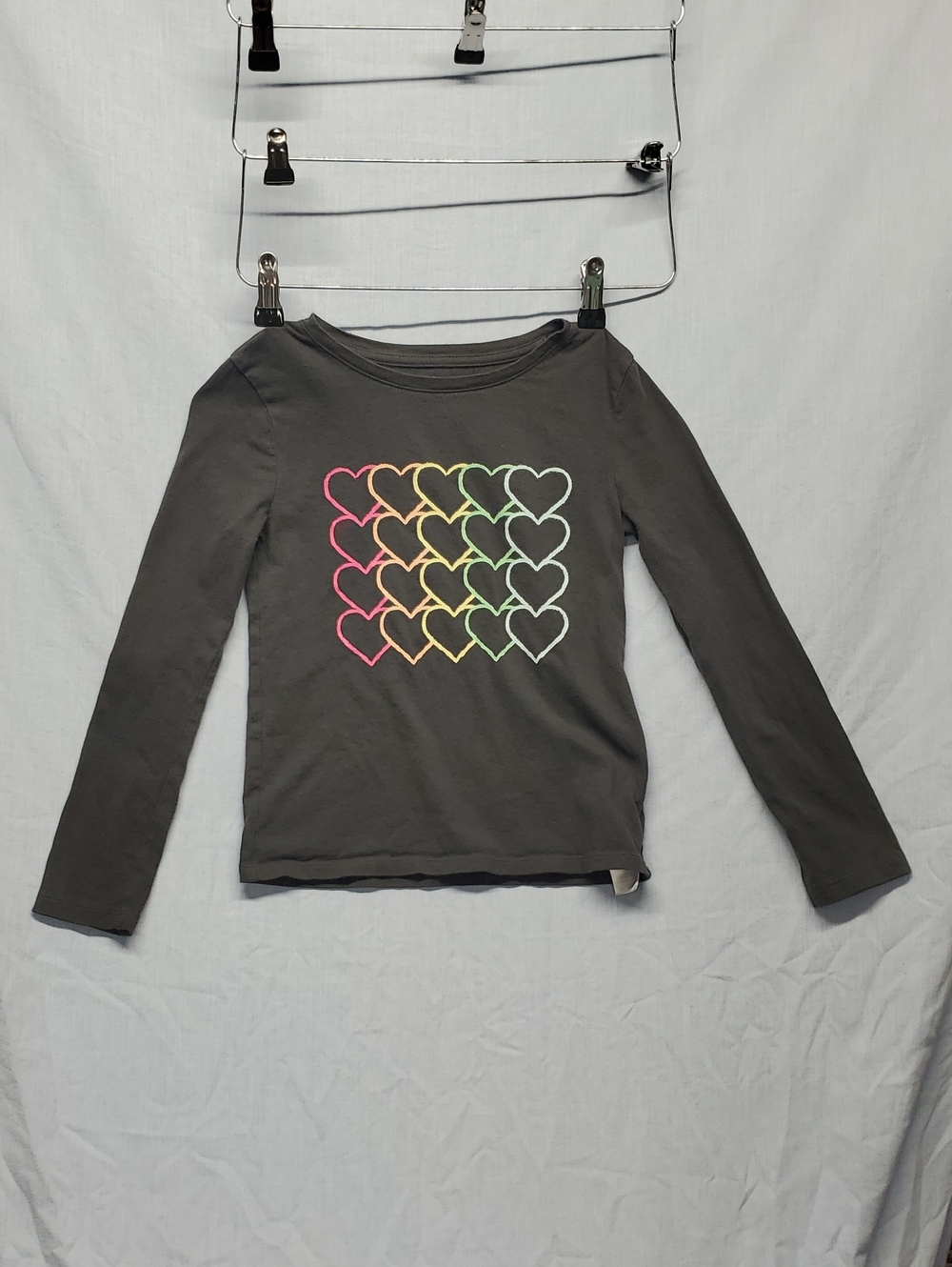 GAP Gray Long-Sleeve Tee with Neon Heart Grid #320